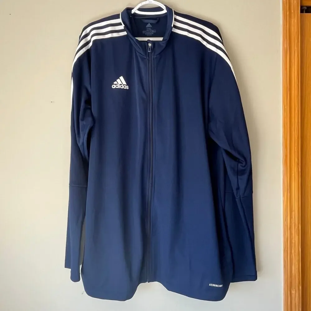 Adidas Men's Full Zip Navy Blue Sweatshirt Size 2XL